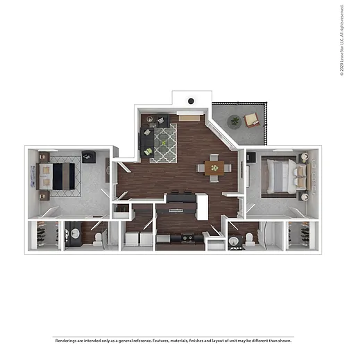 Floor plan 2 Bed / 2 Bath (Income Guideline Applies)
