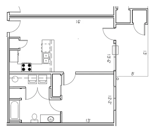 Floor plan 1 Bedroom 1 Bathroom Premium