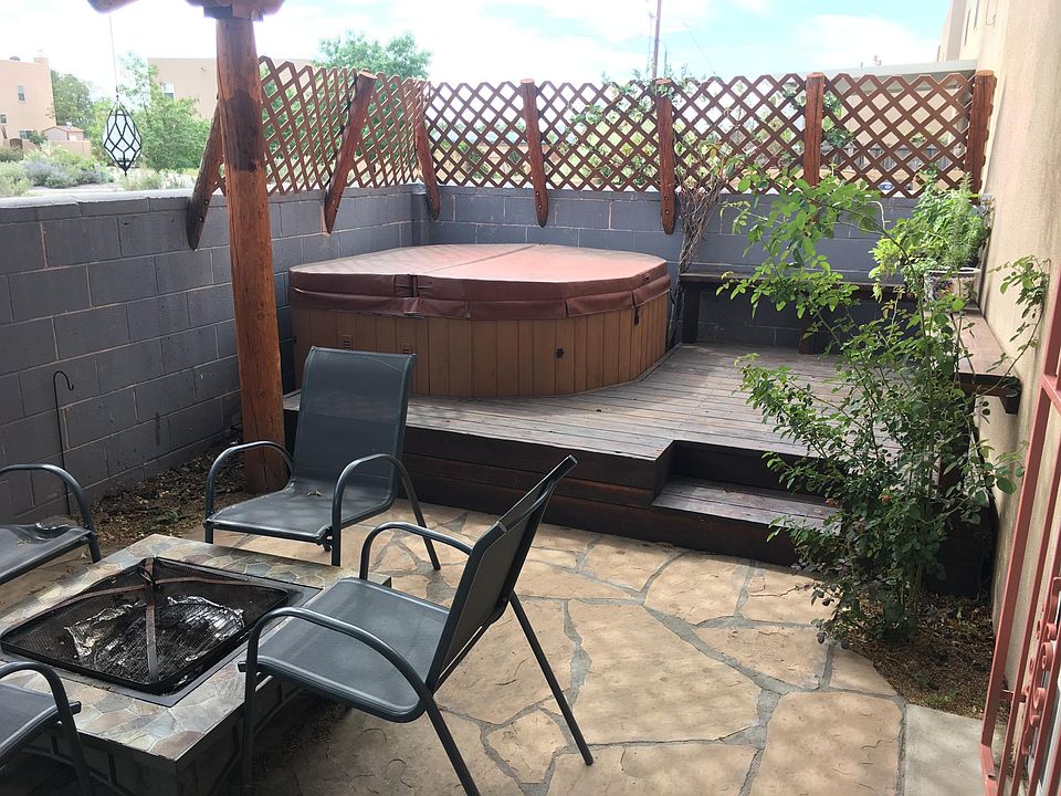 Patio with hot tub