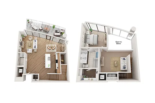 Floor plan 1 BR x 1 BA Garden Loft - A