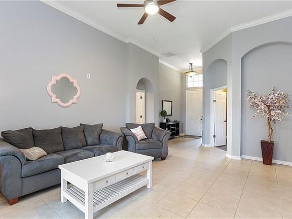 View from living room back to entry. That is the office on the right of the photo.