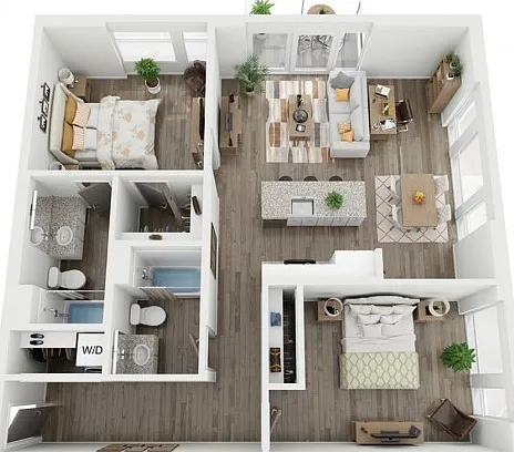 2 Bed / 2 Bath - 1,140 SF 2 Bed / 2 Bath - 1,140 SF