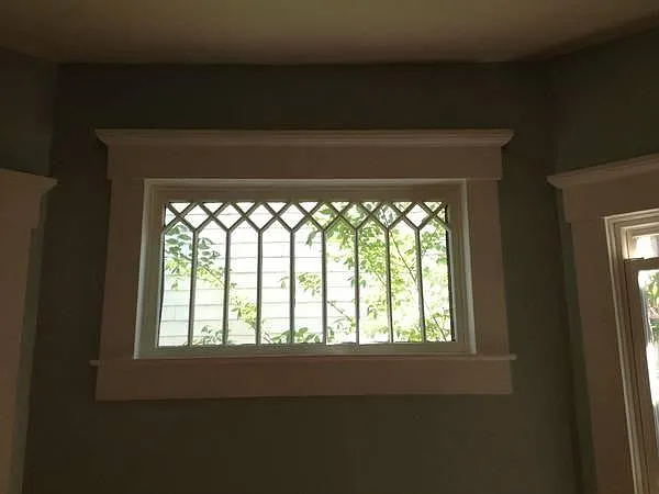 architectural window in dining room