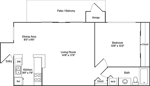 Floor plan 1 Bedroom C
