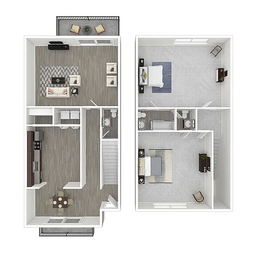 Floor plan 2 Bedroom 1 Full & 2 Half Bathroom Townhome