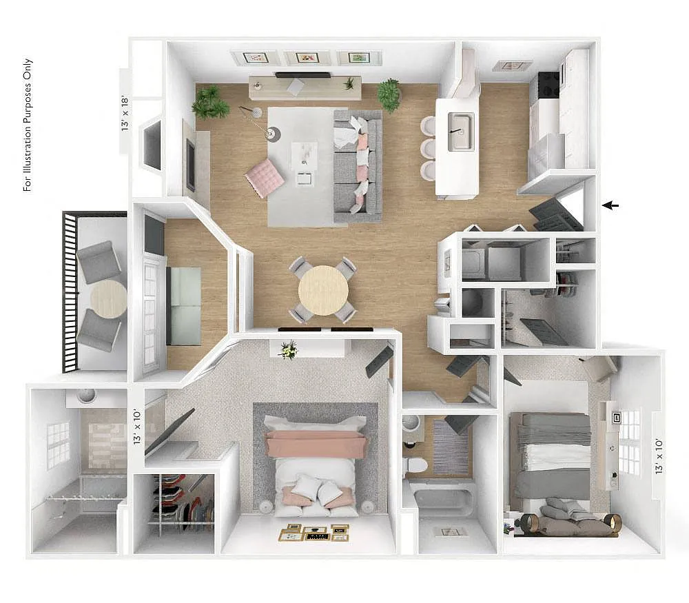 Floor plan The North Star 2 BR 2 BA
