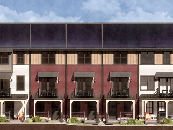 Three Park Homes bookended by Terrace Homes