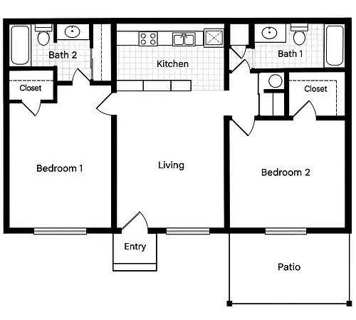 Floor plan 2 Bed 2 Bath