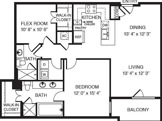 WaterWall Place - A8 - 2 Beds - 2 Baths - 1194 Sq. ft.