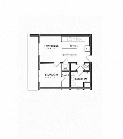 Floor plan Block A1BZ | 1 Bed | 1 Bath