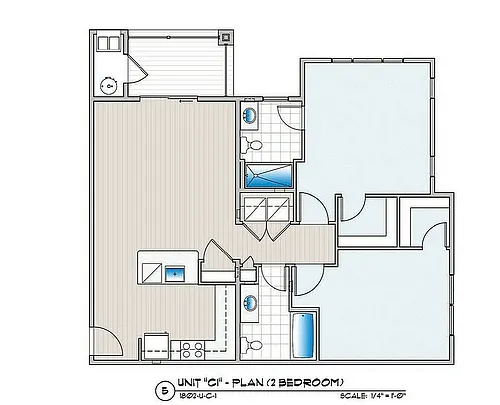 Floor plan 2 Bedroom 2 Bath 2nd and 3rd Floor