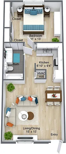 Floor plan One Bedroom One Bath