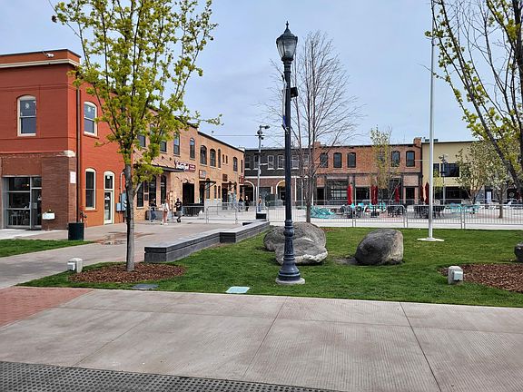 Plaza behind apartment