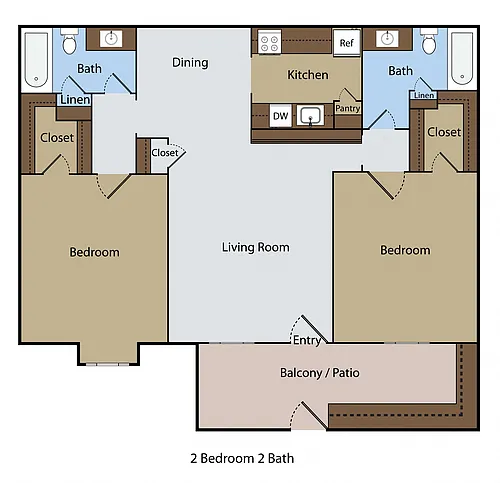 Floor plan 2 BR 2 BA