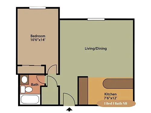 Floor plan 1Bed 1Bath NB