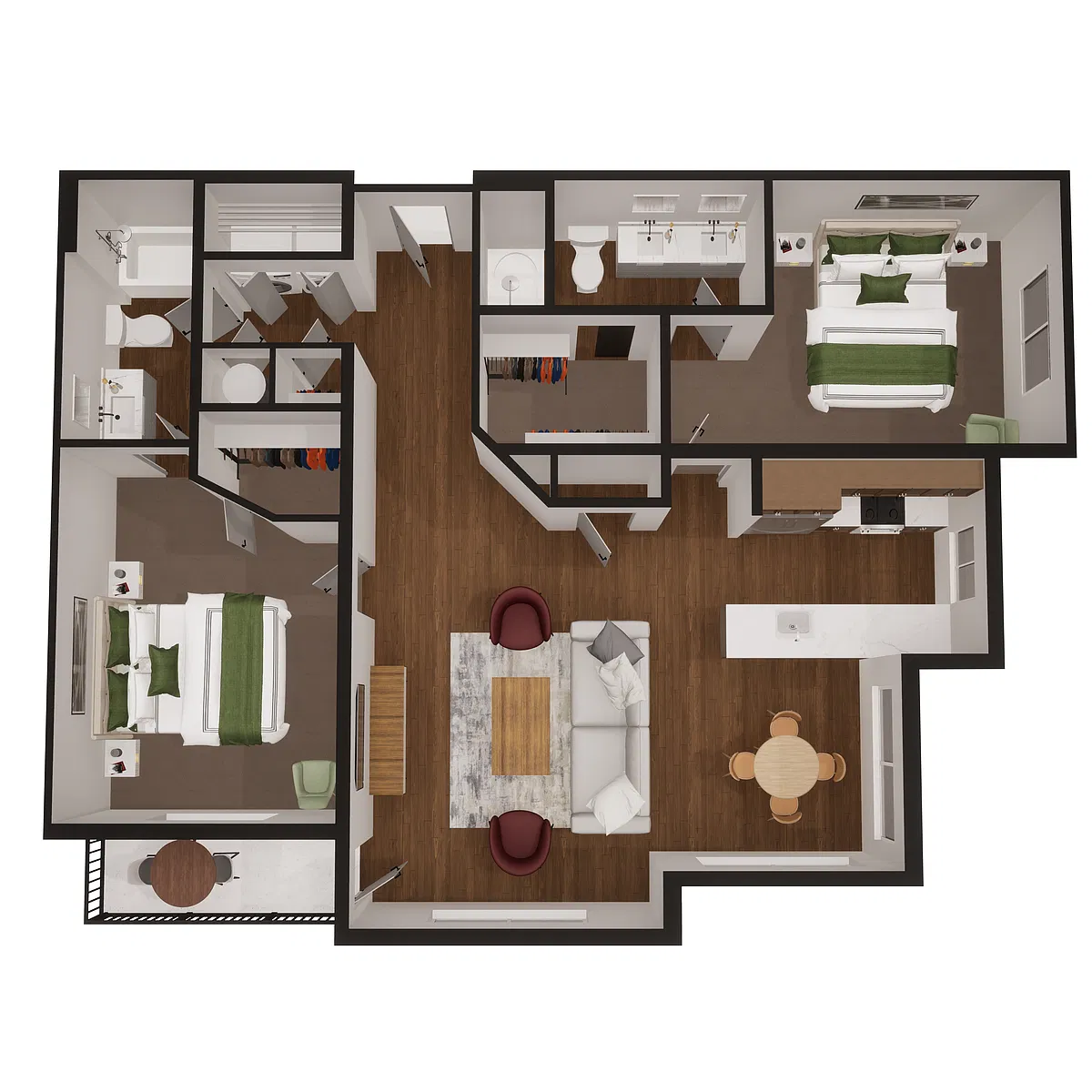 Floor plan C2 2x2 1208 sqft