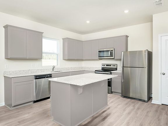 Package B Kitchen with beautiful gray cabinets and quartz countertops - Model Representation