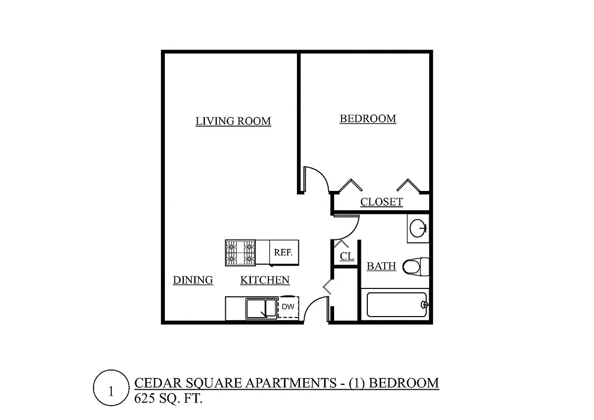 Floor plan 1 Bedroom A