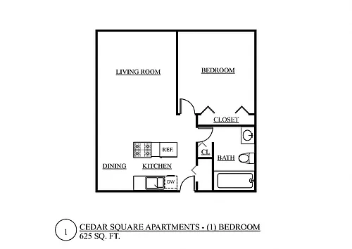 Floor plan 1 Bedroom A
