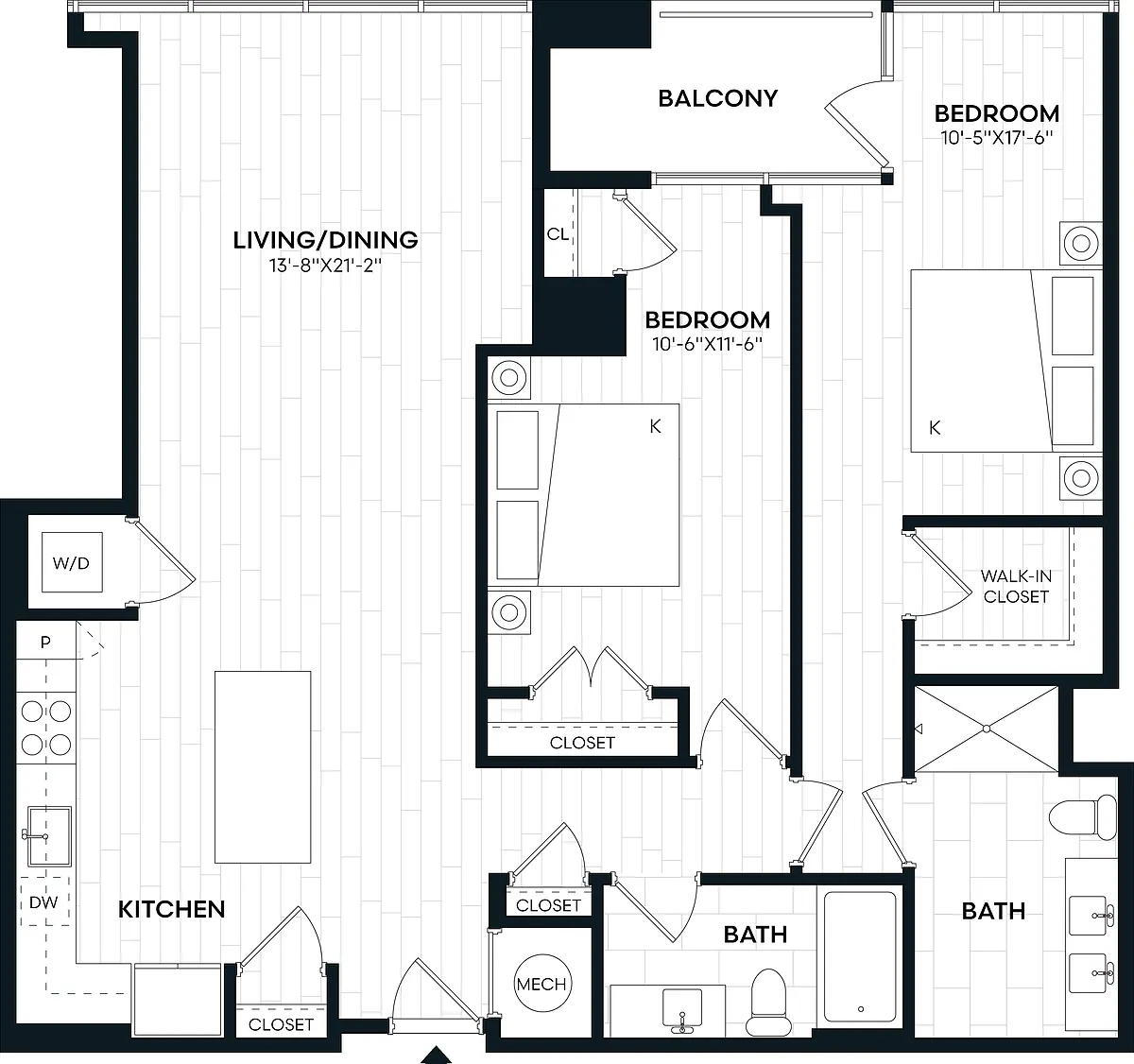 Floor plan 2 Bed/2 Bath-2Q