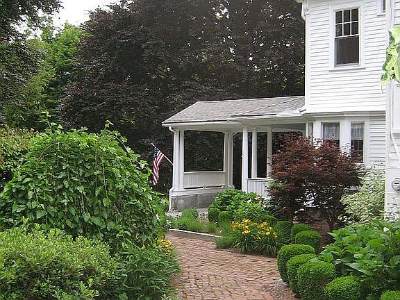 Side view of flower garden