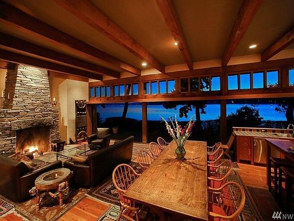 Enjoy the warmth of the family room as night falls