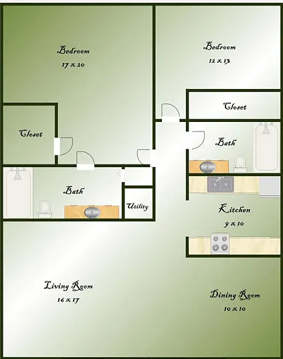 Floor plan Upgraded and Premium 2 Bedroom Units