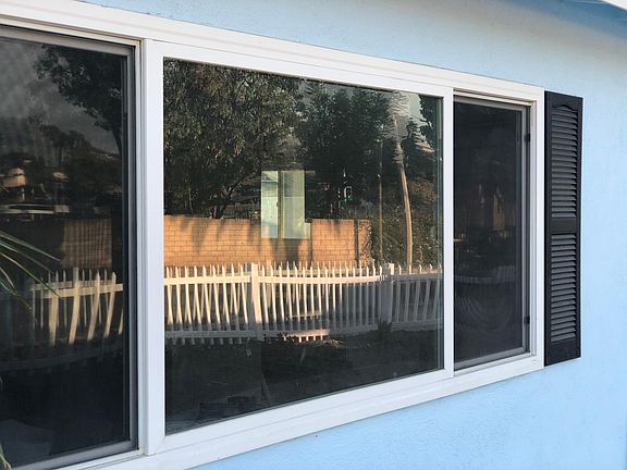 Black plantation shutters.