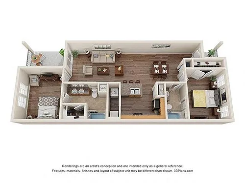Floor plan Villa - Two Bedroom Two Bath