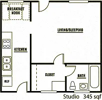 Floor plan Studio - 60% AMI