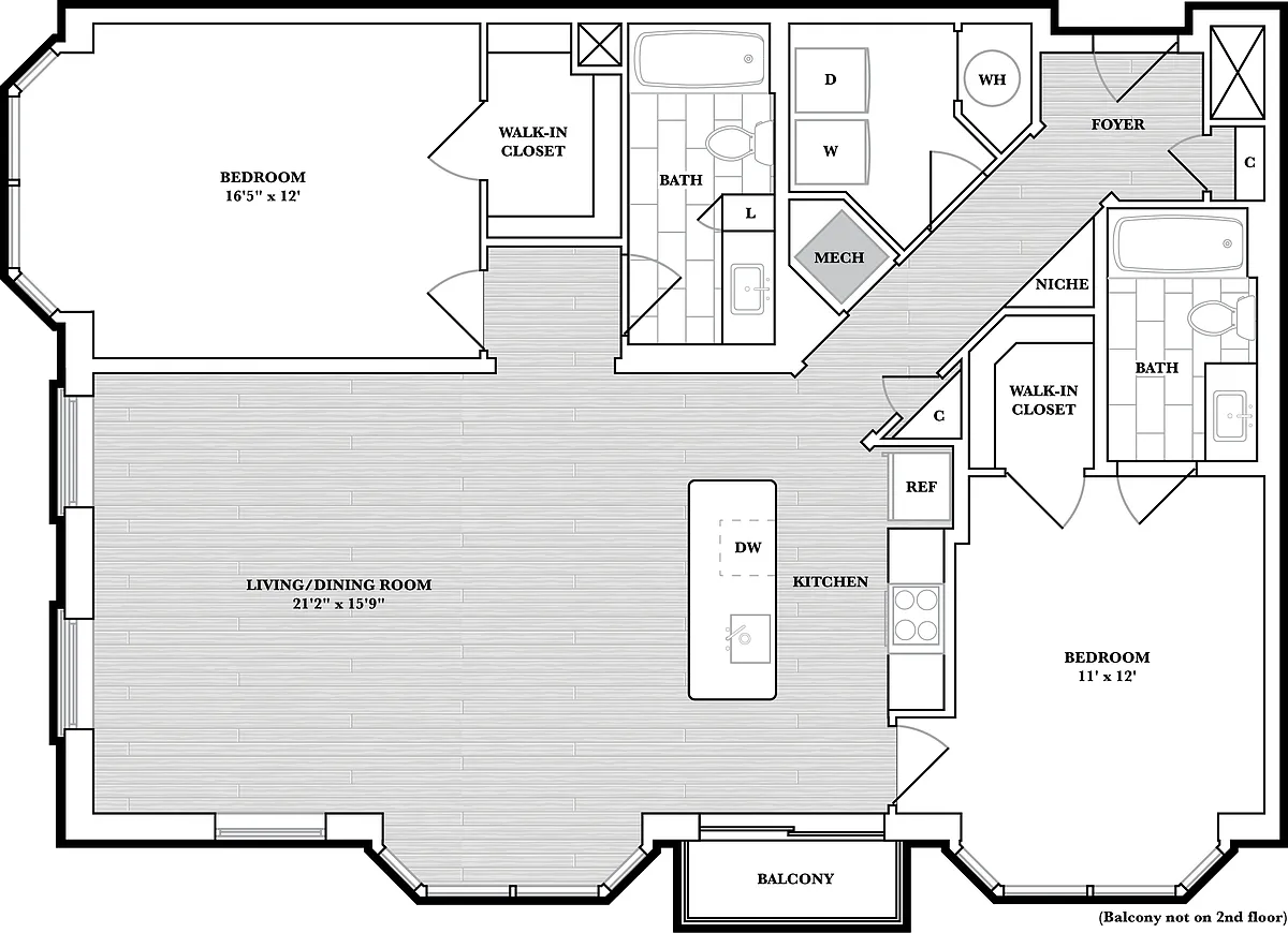 Floor plan 2 Bed/2 Bath