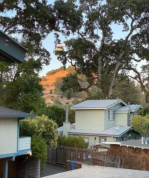 NE view to the hills beyond, from liv.rm. and deck.