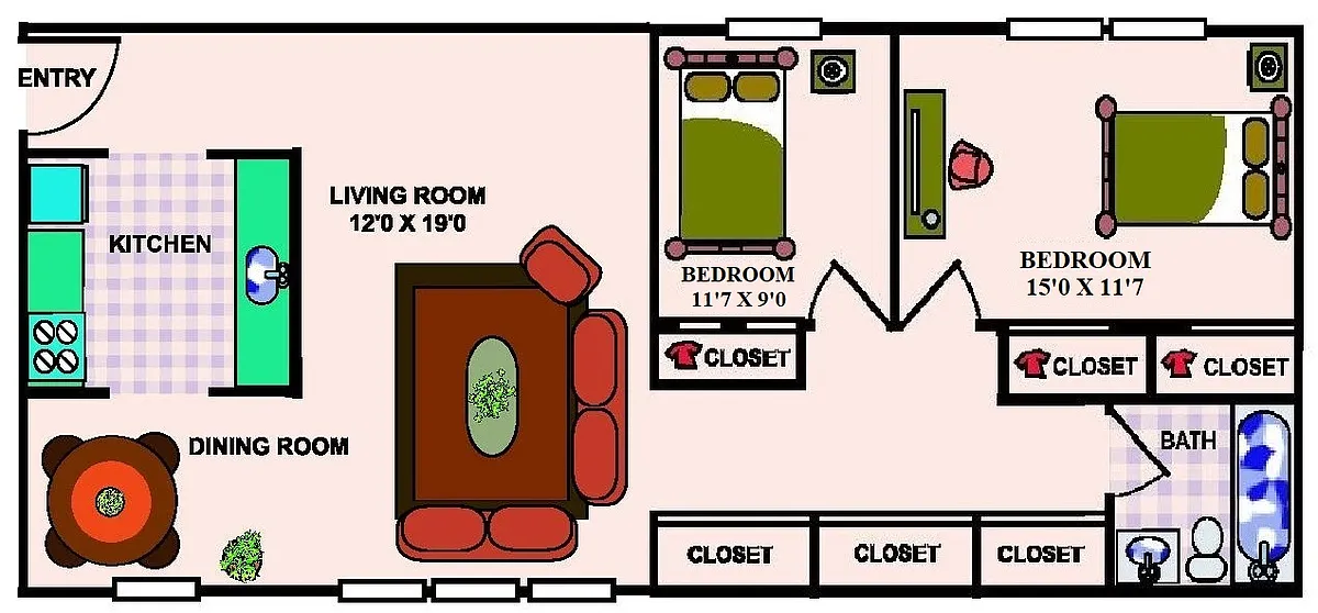 Floor plan 2 Bedroom-M Style