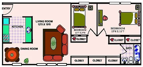 Floor plan 2 Bedroom-M Style