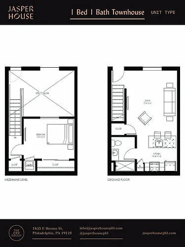 Floor plan 1 Bed 1 Bath Townhouse