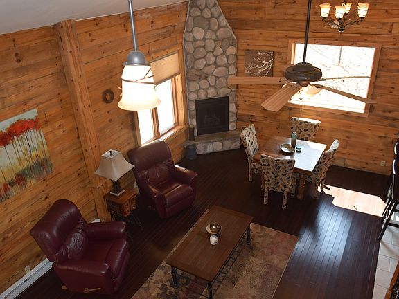 Looking down from landing above