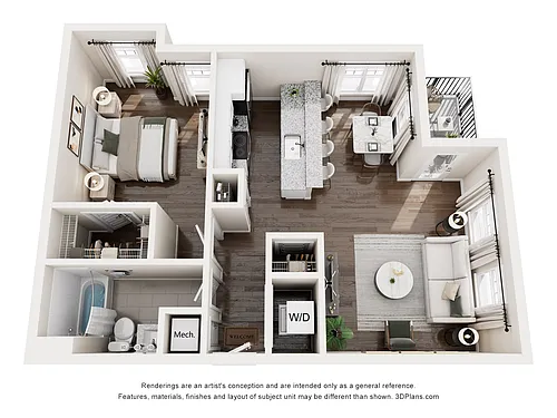 Floor plan A2 1 Bedroom - 1 Bedroom, 1 Bathroom