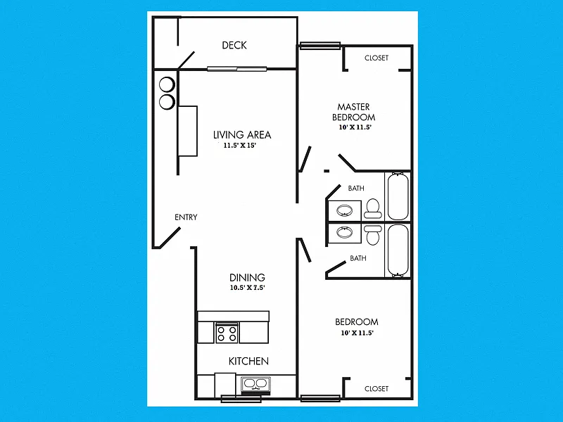 Floor plan Two Bedroom, Two Bath