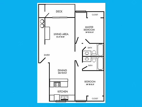 Floor plan Two Bedroom, Two Bath