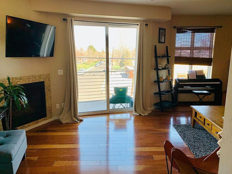living room with north facing patio