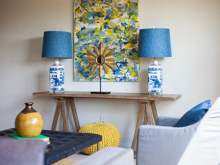 The home has a spacious family room.