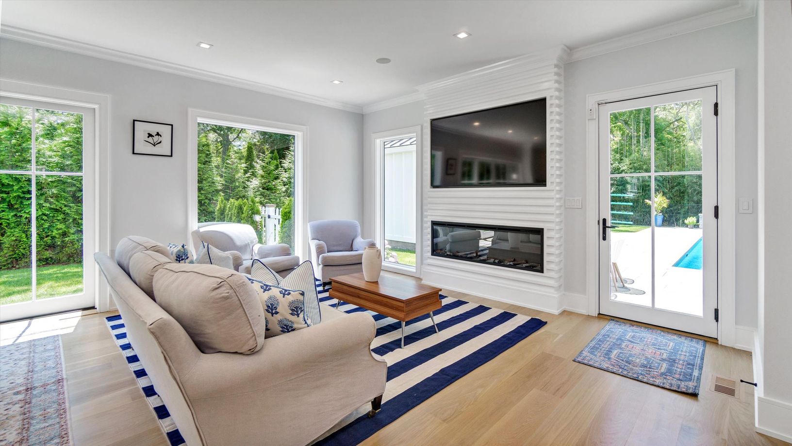  Fireplace and entrance to pool area 