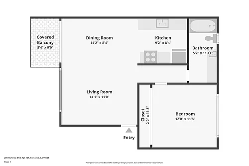 Floor plan 1 bed 1 bath