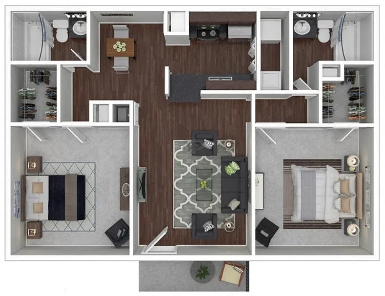 Floor plan Two Bedroom Two Bath