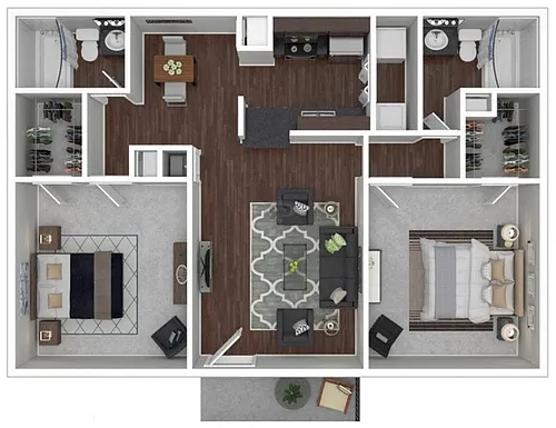 Floor plan Two Bedroom Two Bath