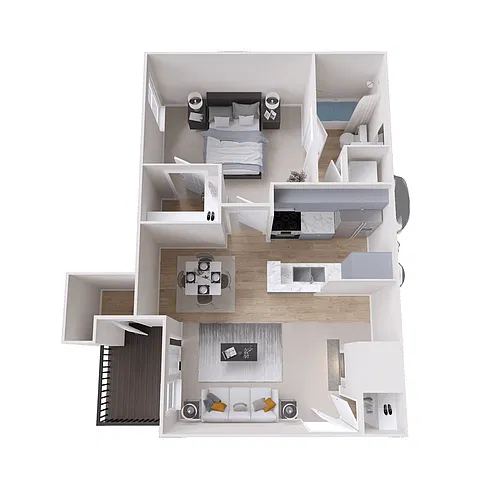 Floor plan 1 Bed 1 Bath (A1)