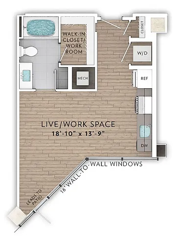Floor plan 6A 0 bed 1 Bath