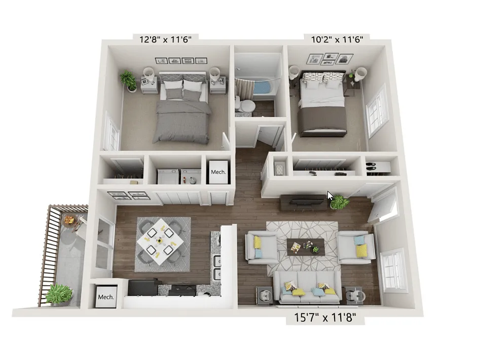 Floor plan 2 Bed 1 Bath
