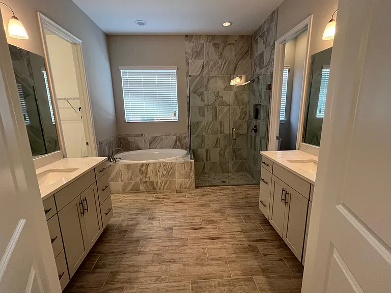 Spacious master bath with walk-in closet