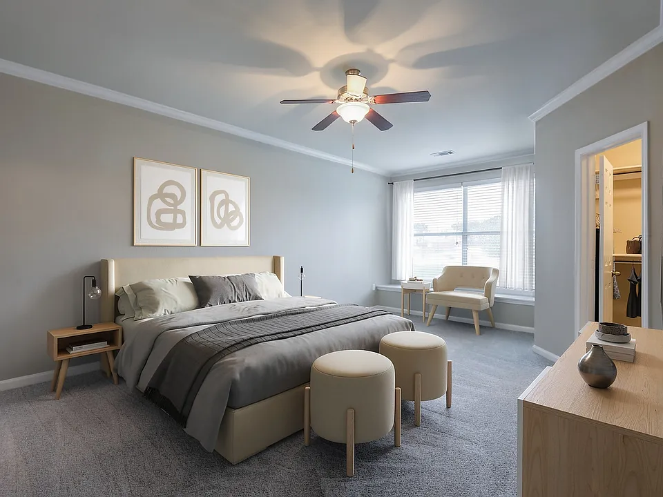 Spacious bedroom with walk-in closet